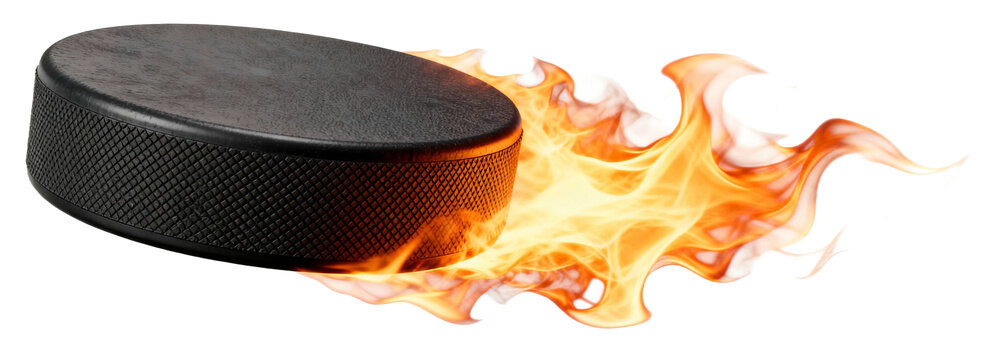 Flaming Hockey Puck in Dynamic Motion