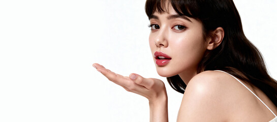 asian beautiful woman on white background 