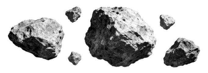 Asteroids: Space Rocks Floating in Isolated White Background