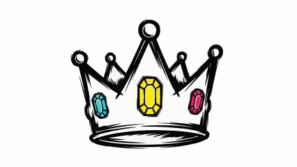 Hand drawn crown with colorful gems and jewels. © HAFIS