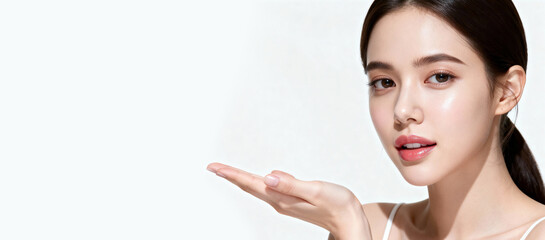 asian beautiful woman on white background 