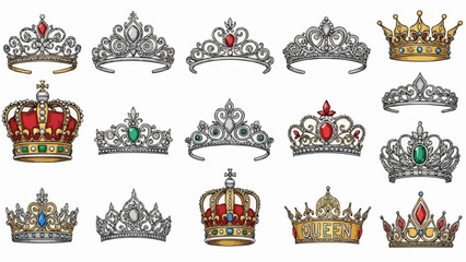 Collection of Royal Crowns and Tiaras with Jewels. © HAFIS