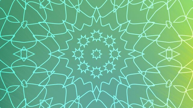 Light blue geometric mandala pattern on a green background, perfect for textile prints, stationery design, or digital backgrounds.