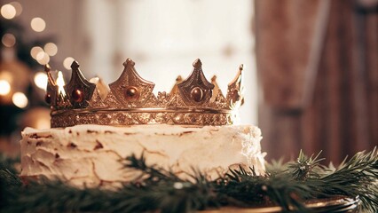 birthday cake with candles on wooden background
