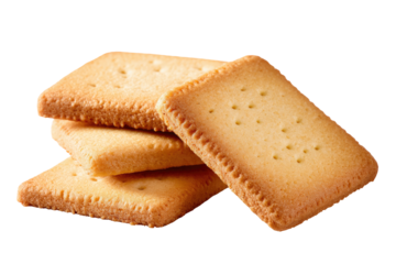 Stack of rectangular biscuits, golden brown, with visible holes