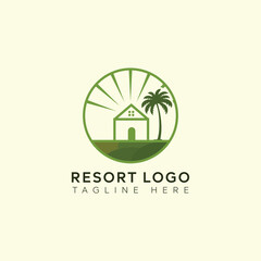 Minimalist tropical resort logo