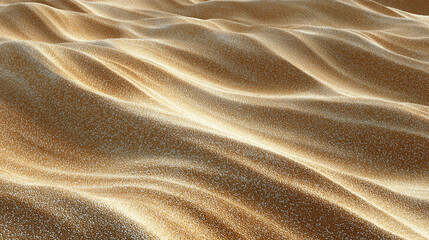 Serene sand dunes ripple gently in the desert sun, creating a captivating display of textures and shadows.
