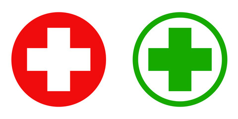 Red and green medical cross sign symbols vector illustration