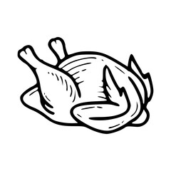 monochrome doodle style thanksgiving meal