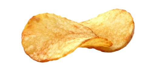 Crispy Potato Chips Isolated on White Background