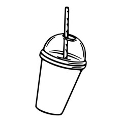 iced drink cup with dome lid and straw outline