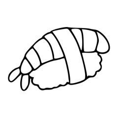 Ebi nigiri sushi outline vector illustration