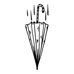 monochrome doodle style folded umbrella