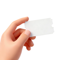 3D Hand Holding Blank Ticket Stub