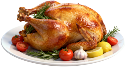 Roasted Whole Turkey with Fresh Vegetables for Dinner