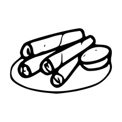 delicious egg rolls food outline