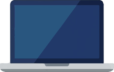 Illustration of Silver Laptop with Blue Screen