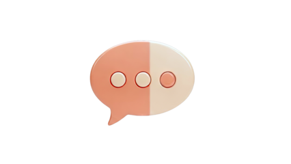 3D Chat Bubble Icon with Three Dots