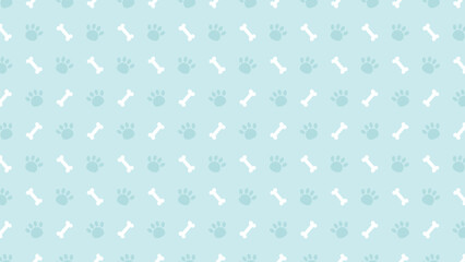 Seamless light blue pattern with cute dog paw prints and white bones. Perfect for pet shop branding, puppy textiles, veterinary clinic decor, and animal-themed wallpaper vector