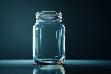 Empty glass jar on dark background