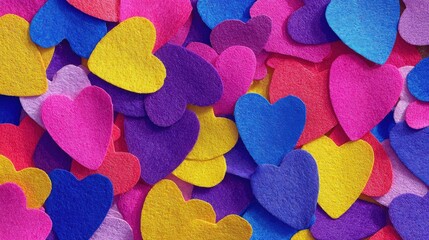 A collection of colorful heart-shaped decorations