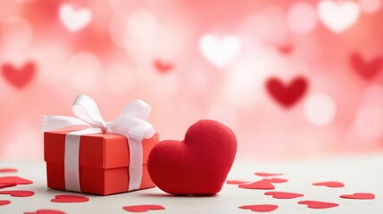 Romantic valentine's day gift with heart shaped decorations