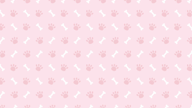 Adorable seamless pattern with pink paw prints and white bones on a soft pink background. Sweet vector design for female puppy accessories, nursery decor, and pet-themed gift wrap