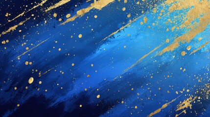 Abstract night sky with golden splatter