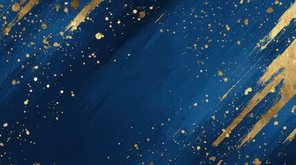 Abstract blue and gold paint splatter background