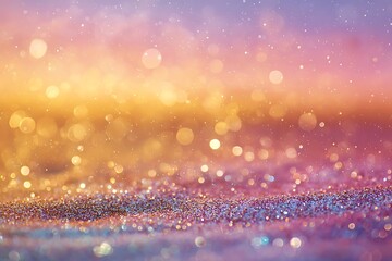 Shimmering sunrise over glittering surface