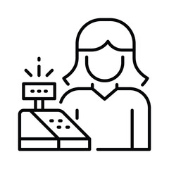 Cashier Vector Outline Icon EPS 10 File