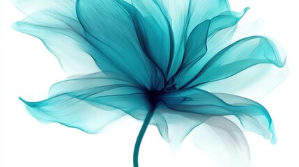 Elegant blue floral radiance in x-ray style