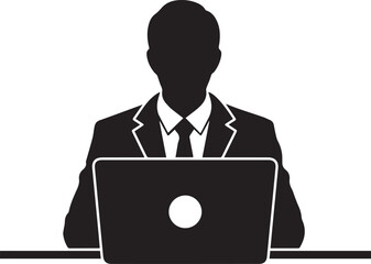 Computer User Icon silhouette vector black on a white background