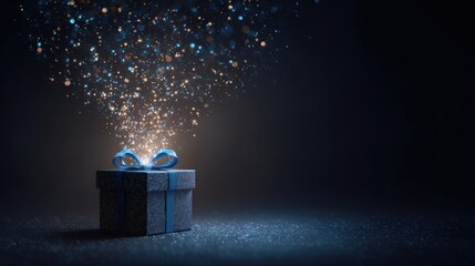 Elegant gift box radiating sparkling magic