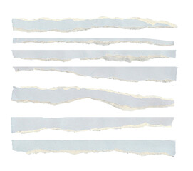 Fototapeta premium torn blank pages with uneven texture edges. set of ripped white paper sheets png isolated on transparent background.