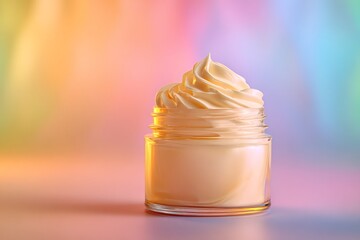 Creamy moisturizer in glass jar