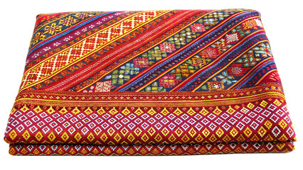 traditional thai style fabric isolated on white background, PNG. AI Generated