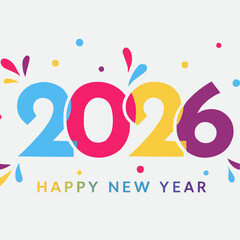 Colorful 2026 New Year celebration graphic with festive confetti
