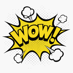  Comic-style WOW explosion with dotted retro background