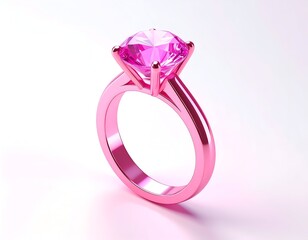 Rendered image of a pink gemstone ring on a white, gradient background