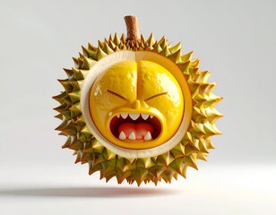 Animated, anthropomorphic fruit with a spiky exterior, mouth open