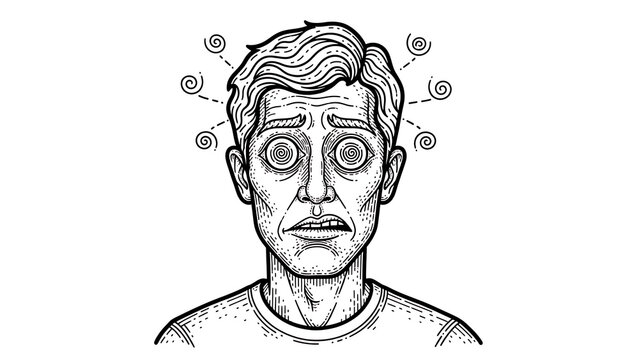 hypnotized man color line art sketch engraving illustration T-shirt apparel print design Scratch boa