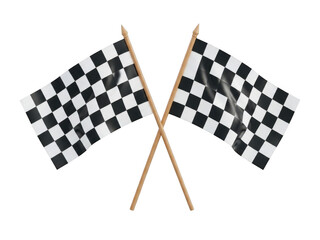 Fototapeta premium Crossed checkered flags waving isolated on transparent background