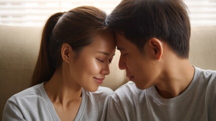 Fototapeta premium Intimate moments between couples cozy home portrait photography soft lighting close-up love and connection
