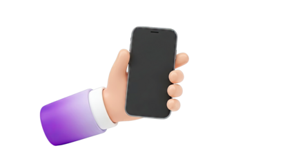 Cartoon hand holding a smartphone