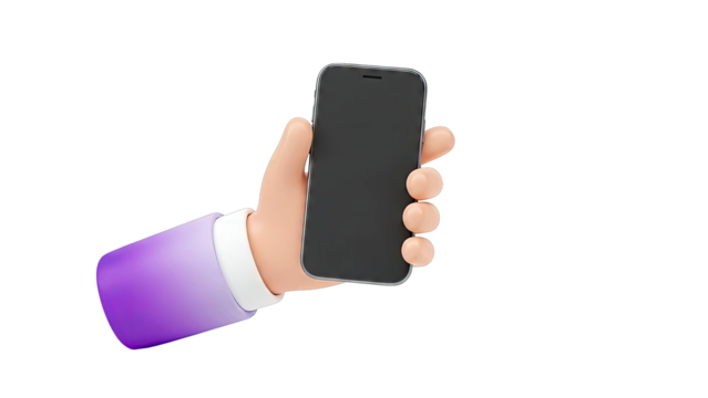 Cartoon hand holding a smartphone - Powered by Adobe