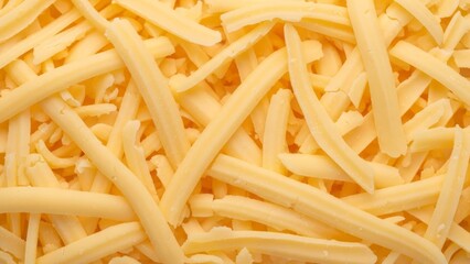 Generous pile of delicious shredded yellow cheese, a versatile food ingredient perfect for cooking and recipes