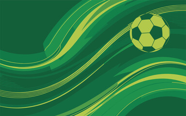 Obraz premium A vibrant green soccer ball floating amidst swirling abstract green waves in a dynamic illustration