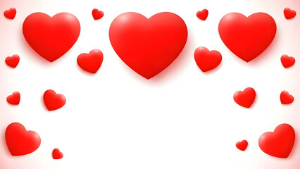 Valentine's day hearts background with red love symbols for romance and affection
