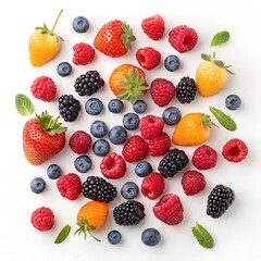 colorful-mixed-berries-flat-lay